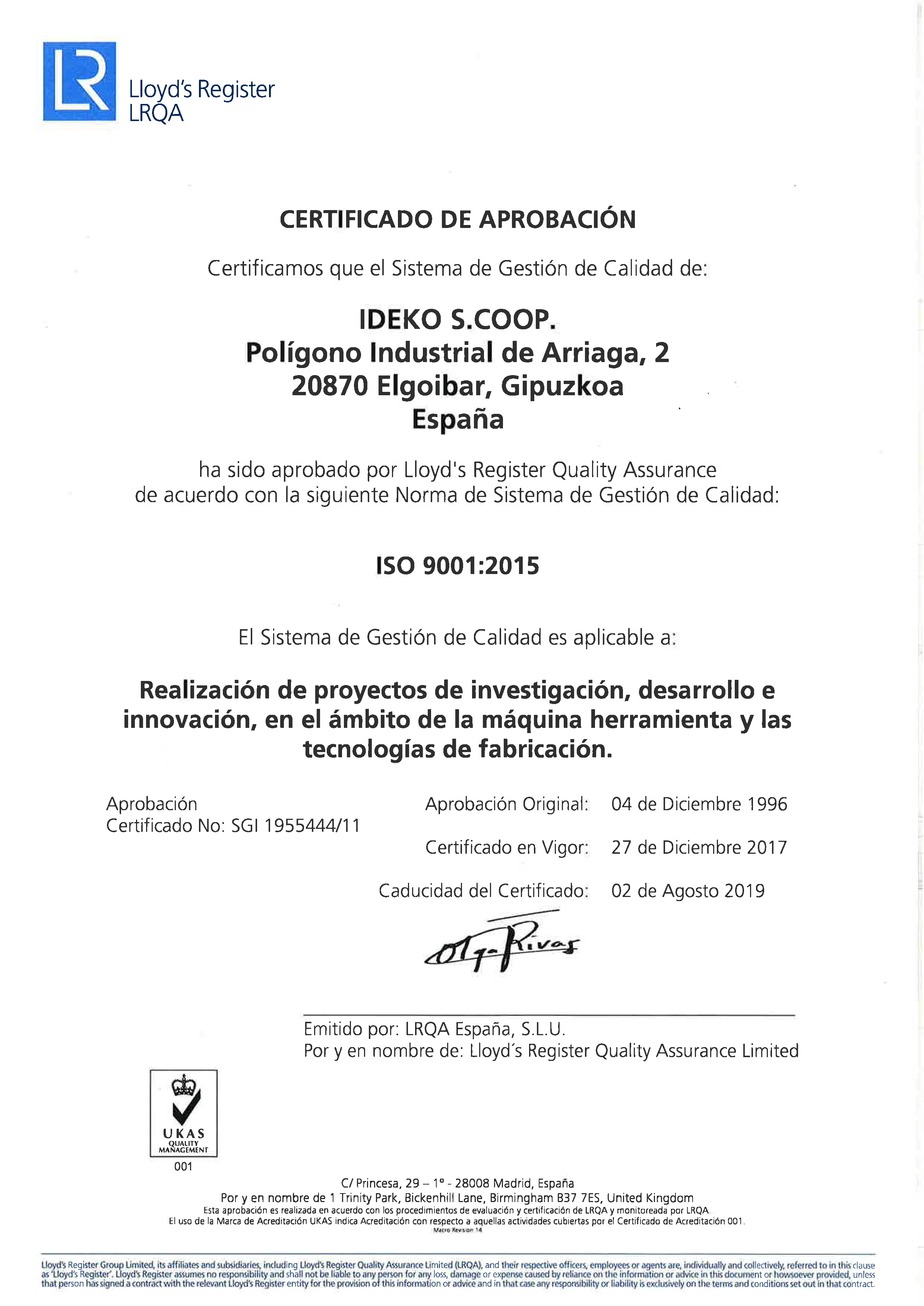 Certificaciones Y Acreditación Técnica Ideko 5593